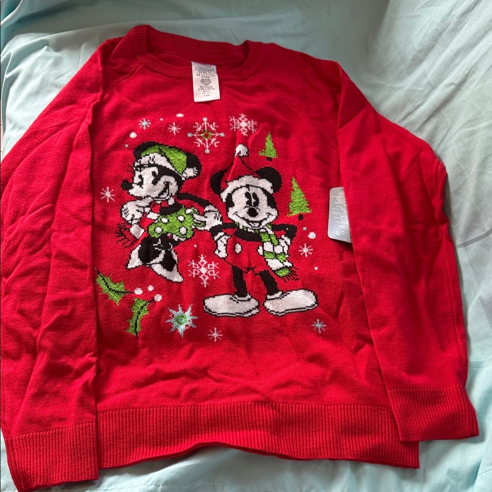 Disney Red Holiday Mickey and Minnie Sweater